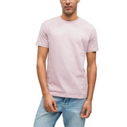 Boss men t-shirt soft pink short-sleeved crew neck with small square logo patch on left chest
