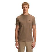 Boss men t shirt beige short-sleeved cotton stretch with subtle boss logo embroidered on left chest