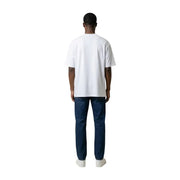 White oversized boss men t shirt with round neck made of cotton elastane featuring a simple clean design