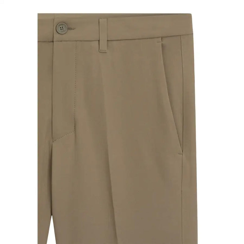 Boss men trousers beige chino with subtle texture and single button closure at the waistband