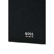 Portefeuille homme en cuir noir avec logo Boss argenté et emblème de la marque, pour un usage quotidien élégant