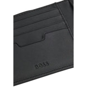 Portefeuille Boss pour homme en cuir noir avec logo en relief et plusieurs emplacements pour cartes pour un rangement organisé