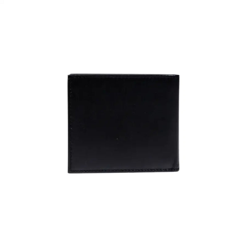 Portefeuille Boss pour homme en cuir noir, à deux volets, avec des coutures précises sur les bords pour un transport élégant et organisé.