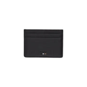 Boss mens black card holder in textured polyurethane leather with subtle stitching for organized card storage