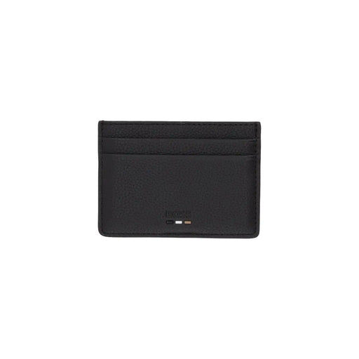 Porte-cartes Boss pour homme, noir, en cuir polyuréthane texturé avec surpiqûres discrètes pour un rangement organisé des cartes.