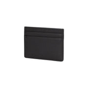 Boss mens black leather card holder with textured surface and precise stitching in polyurethane material size w10