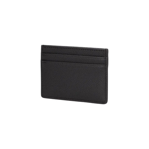 Porte-cartes Boss pour homme en cuir noir, surface texturée et coutures précises, en polyuréthane, taille W10