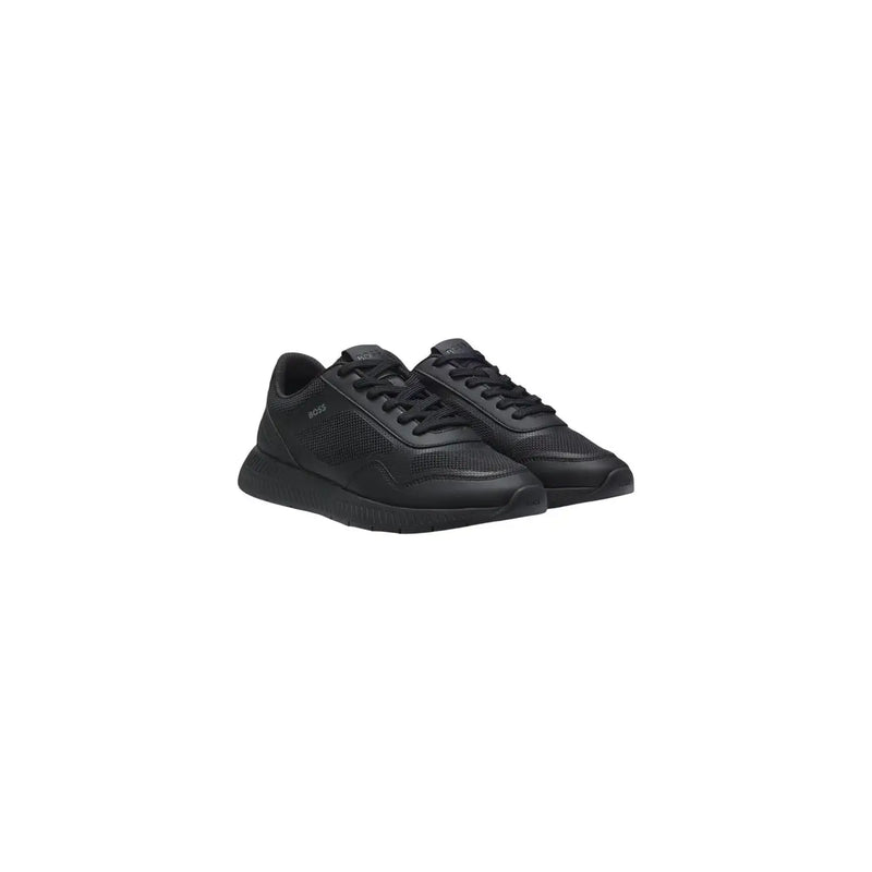 Baskets de running Boss pour homme, noires, en polyuréthane, avec tige en mesh et semelle en caoutchouc pour une performance légère.