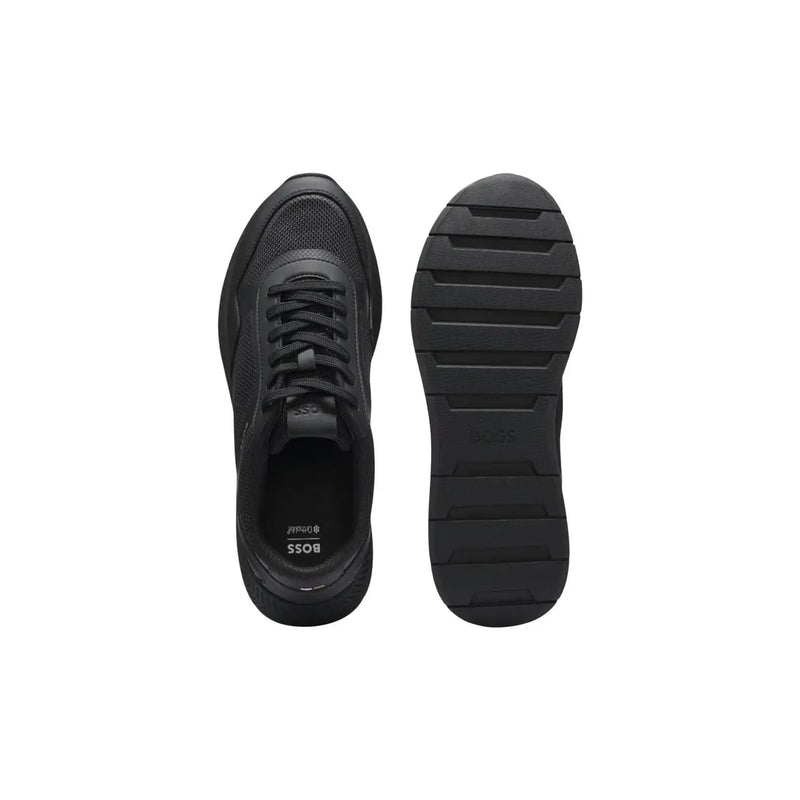 Baskets de running noires pour homme Boss, avec tige en mesh et semelle en caoutchouc pour un confort durable en polyuréthane