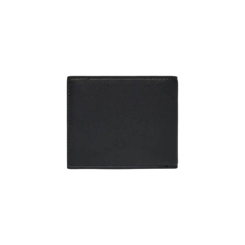 Boss mens black polyurethane wallet 12x9cm featuring black leather with neat stitching along the edges