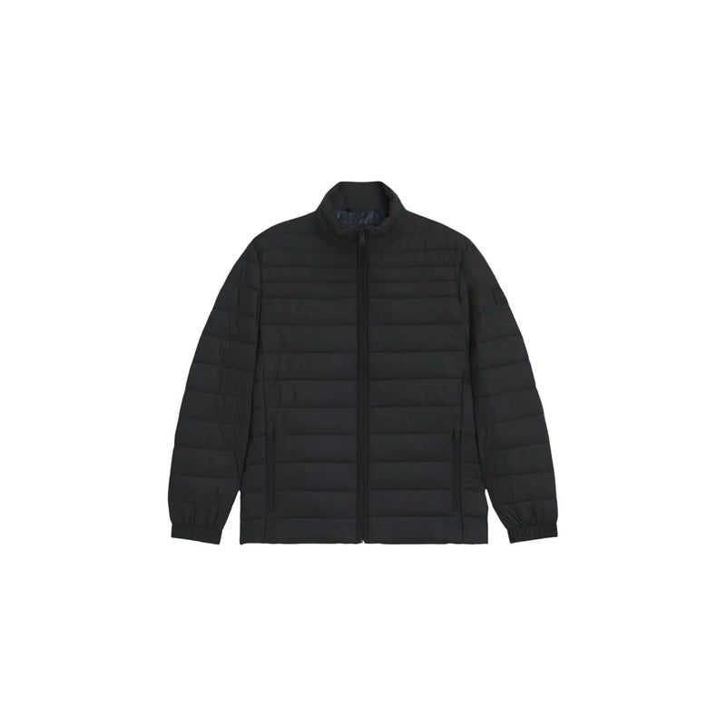 Doudoune Boss Oden2 pour homme, noire, matelassée et à col montant, vue de face