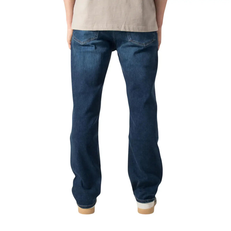 Jean slim Boss Ogden pour homme en denim bleu foncé, coupe droite et coutures apparentes (vue de face)