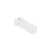 Chaussettes blanches style boss, au design minimaliste, en maille de coton beige et élasthanne, pour sous-vêtements féminins.