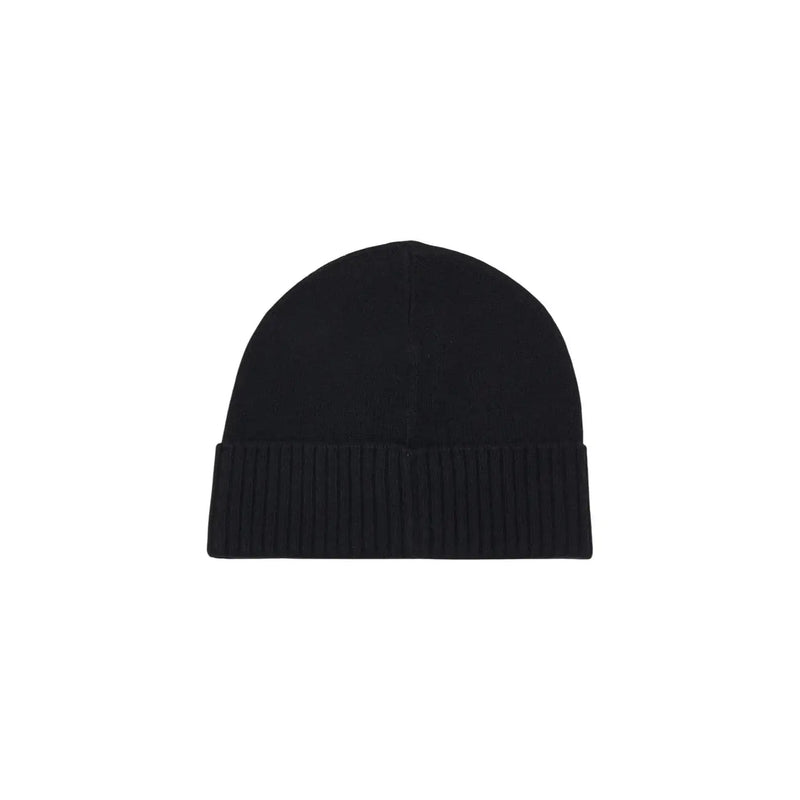 Bonnet en laine Boss Akaio pour homme, en maille côtelée noire avec revers, vue de face