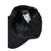 Casquette Boss en laine noire pour homme, avec visière structurée et incurvée et doublure intérieure, vue de face