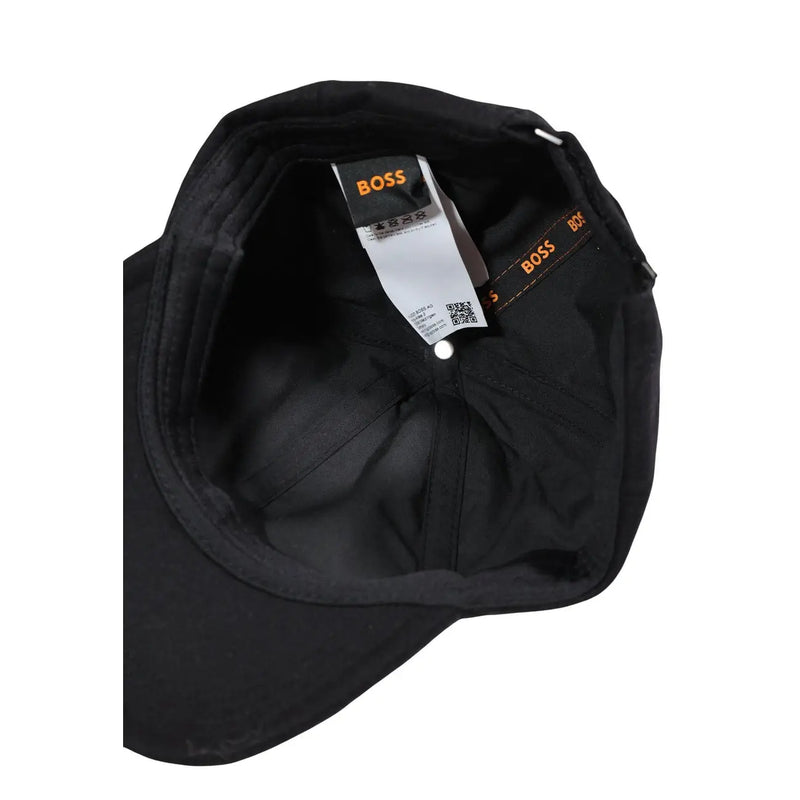 Casquette Boss en laine noire pour homme, avec visière structurée et incurvée et doublure intérieure, vue de face