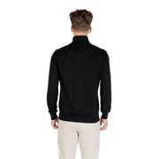 Pull à col roulé en laine Boss pour homme, noir, coupe ajustée et poignets côtelés, vue de face