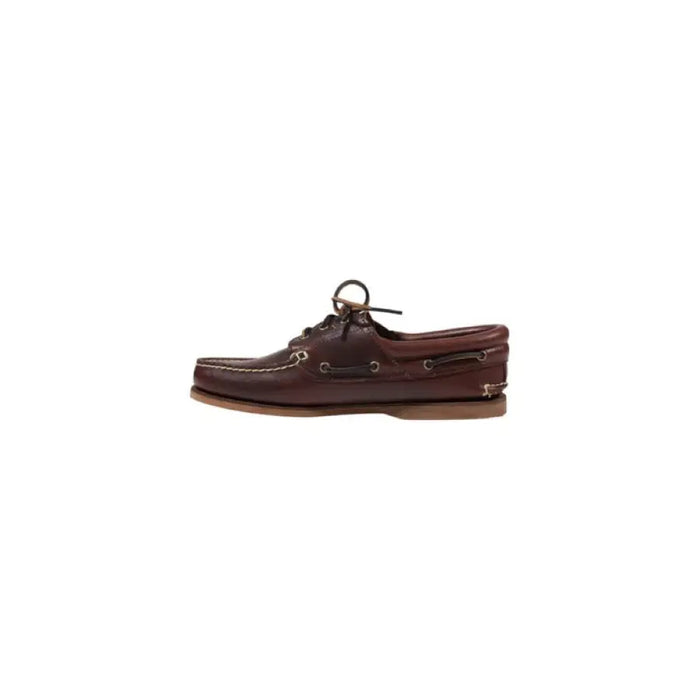 Brown leather boat shoe displayed in a stylish and comfortable footwear product