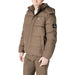 Brown puffer jacket with hood, perfect for stylish winter warmth and comfort