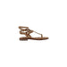 Brown studded gladiator sandal displayed in a product image highlighting its stylish design