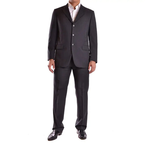 Costume homme Burberry en laine et mohair noirs à fines rayures, veste cintrée à trois boutons à la texture subtile, taille IT