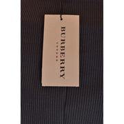 Costume homme Burberry en laine mohair à fines rayures blanches et étiquette beige Burberry London.