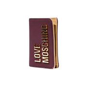 Burgundy leather wallet and card holder with elegant gold lettering for sophisticated storage