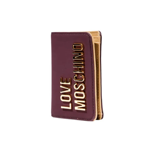 Burgundy leather wallet and card holder with elegant gold lettering for sophisticated storage