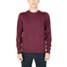 Burgundy crew neck sweater displayed by a model from Armani Exchange Men Knitwear