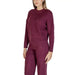 Burgundy knit sweater and pants set from Purple Women’s Knitwear with round neck design