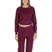 Burgundy knitwear set featuring Clerè Women’s Beige Knit Sweater with Round Neck