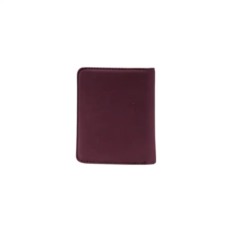 Elegant Burgundy Leather Wallet and Card Holder with Gold Lettering displayed