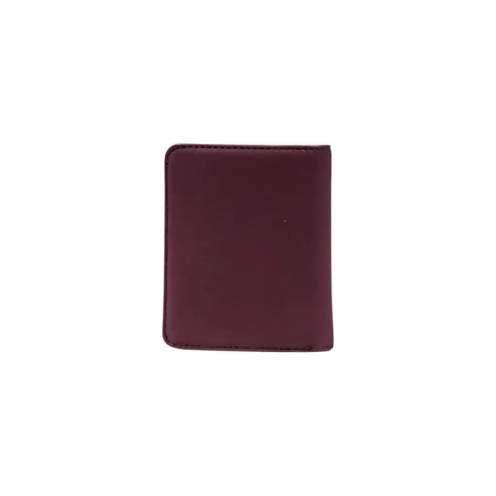 Elegant Burgundy Leather Wallet and Card Holder with Gold Lettering displayed