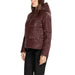 Burgundy puffer jacket with hood from CLERÈ Women’s Long Purple Jacket collection