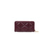 Burgundy quilted leather wallet with gold zipper and hardware for elegant style