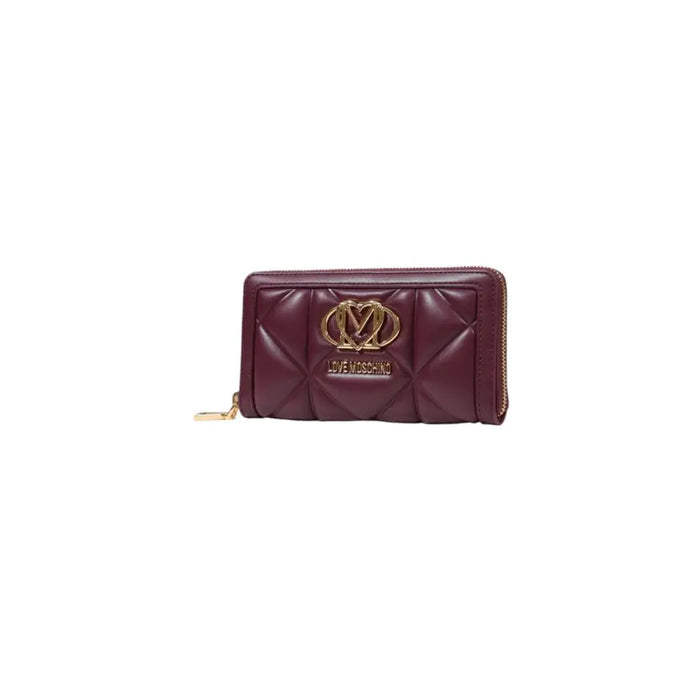 Burgundy quilted leather wallet with gold hardware and logo for elegant accessory