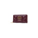 Burgundy quilted leather wallet with gold hardware and logo for elegant accessory