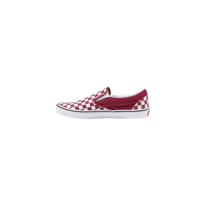 Burgundy and white checkered slip-on shoe displayed in the product Burgundy White Checkered Slip On Shoe