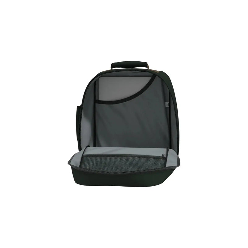 Sac à dos noir pour ordinateur portable avec compartiments en filet gris de Cabin Zero pour homme, modèle classique 28 L, en polyester vert.