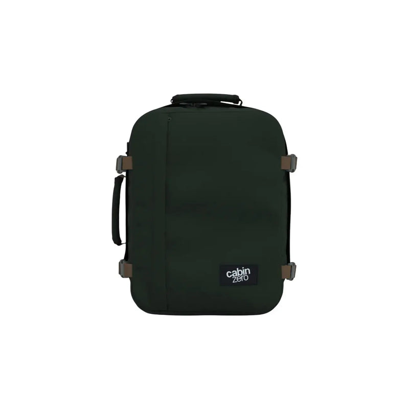 Sac à dos classique Cabin Zero pour homme, 28 L, vert foncé, avec poignée noire et boucles marron, en polyester.