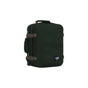 Valise cabine Cabin Zero vert foncé avec sangles marron et top Sac à dos de 28 L avec poignée en polyester