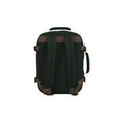 Sac à dos Cabin Zero Classic pour homme, 28 litres, en polyester vert foncé avec finitions en cuir marron et top poignée