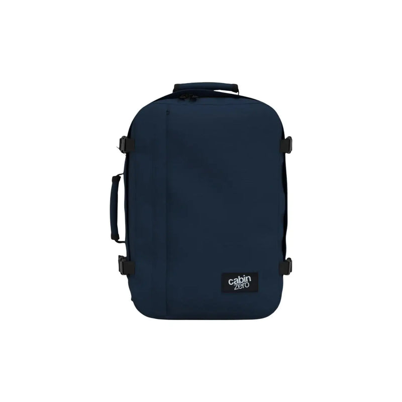 Sac à dos cabine zéro bleu marine avec bretelles et poignée noires, en polyester, capacité de 36 L