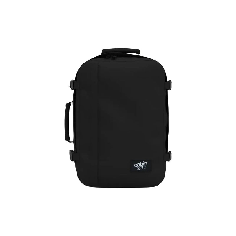 Valise cabine noire Cabin Zero avec un design minimaliste élégant et un extérieur en tissu résistant pour les voyages