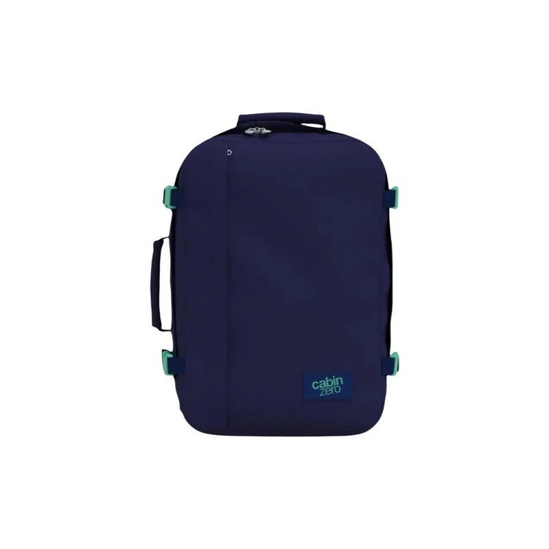 Sac à dos cabine zéro classique bleu marine pour homme, valise cabine 36 l en polyester bleu avec boucles turquoise et top poignée