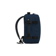 Sac à dos CabinZero Classic pour homme, bleu marine, avec fermetures à boucle et sangles noires, vue de face
