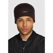 Black ribbed beanie with calvin klein logo