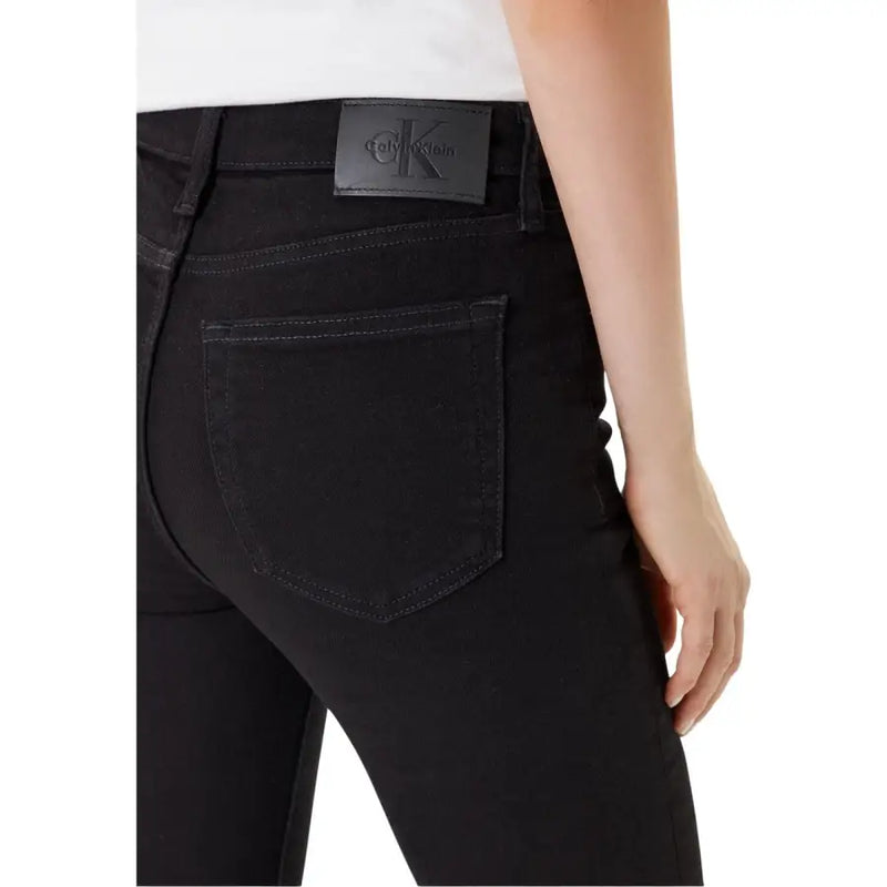 Calvin klein black cotton jeans for women with a sleek fitted design and subtle stitching details