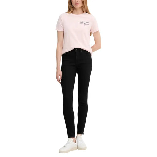Calvin Klein jean skinny noir taille haute en coton pour femme