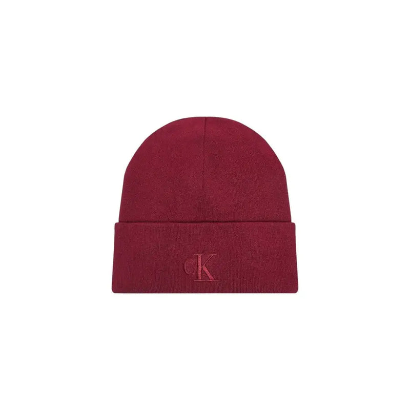 Burgundy beanie with calvin klein logo